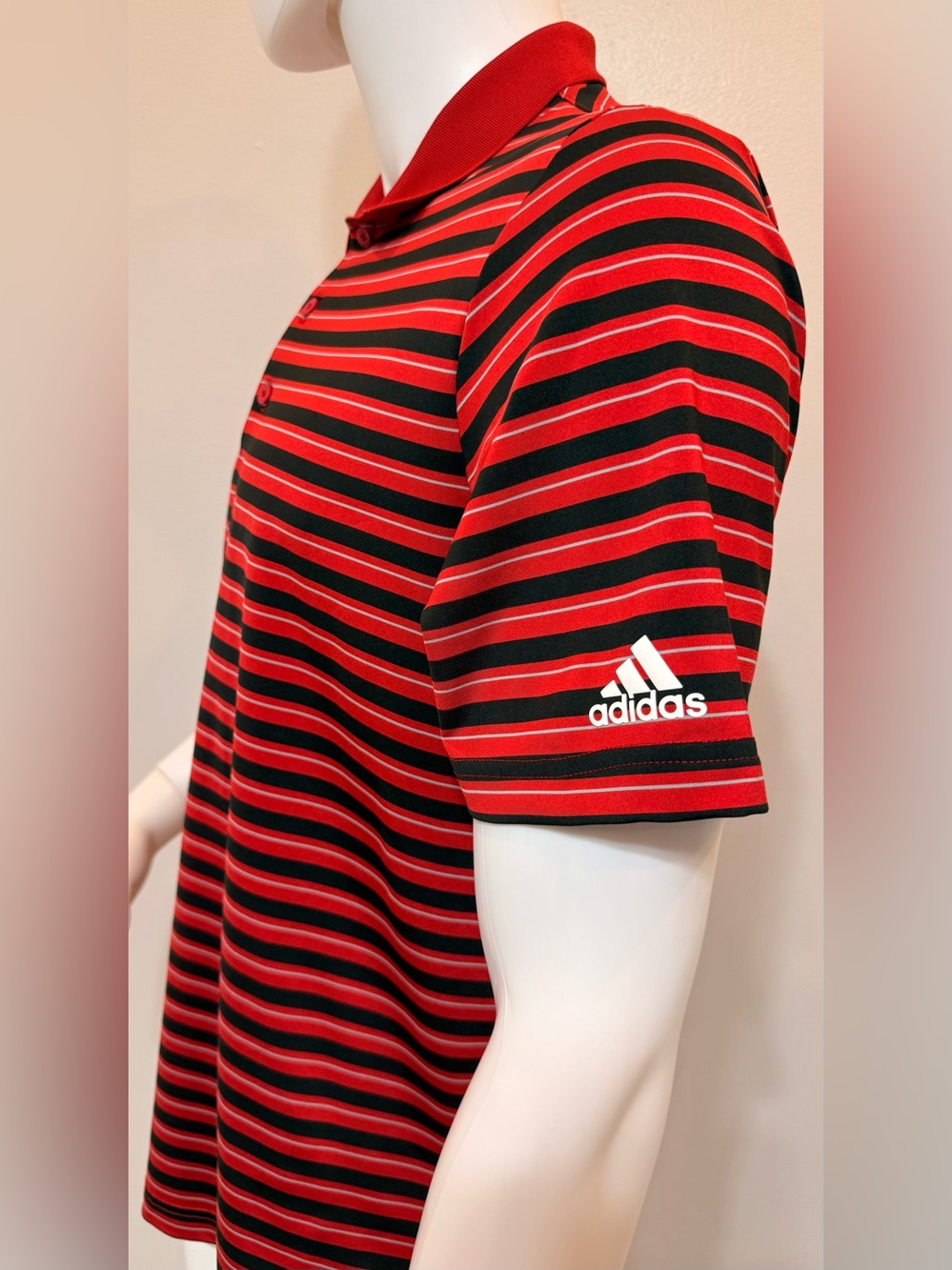 Adidas Golf Men Short Sleeve Polo Stripped Shirt.Size : Medium run Large - Picture 4 of 12